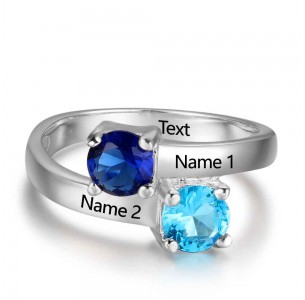 Birthstone Ring, Sterling Silver Personalized Engravable Ring JEWJORI102735